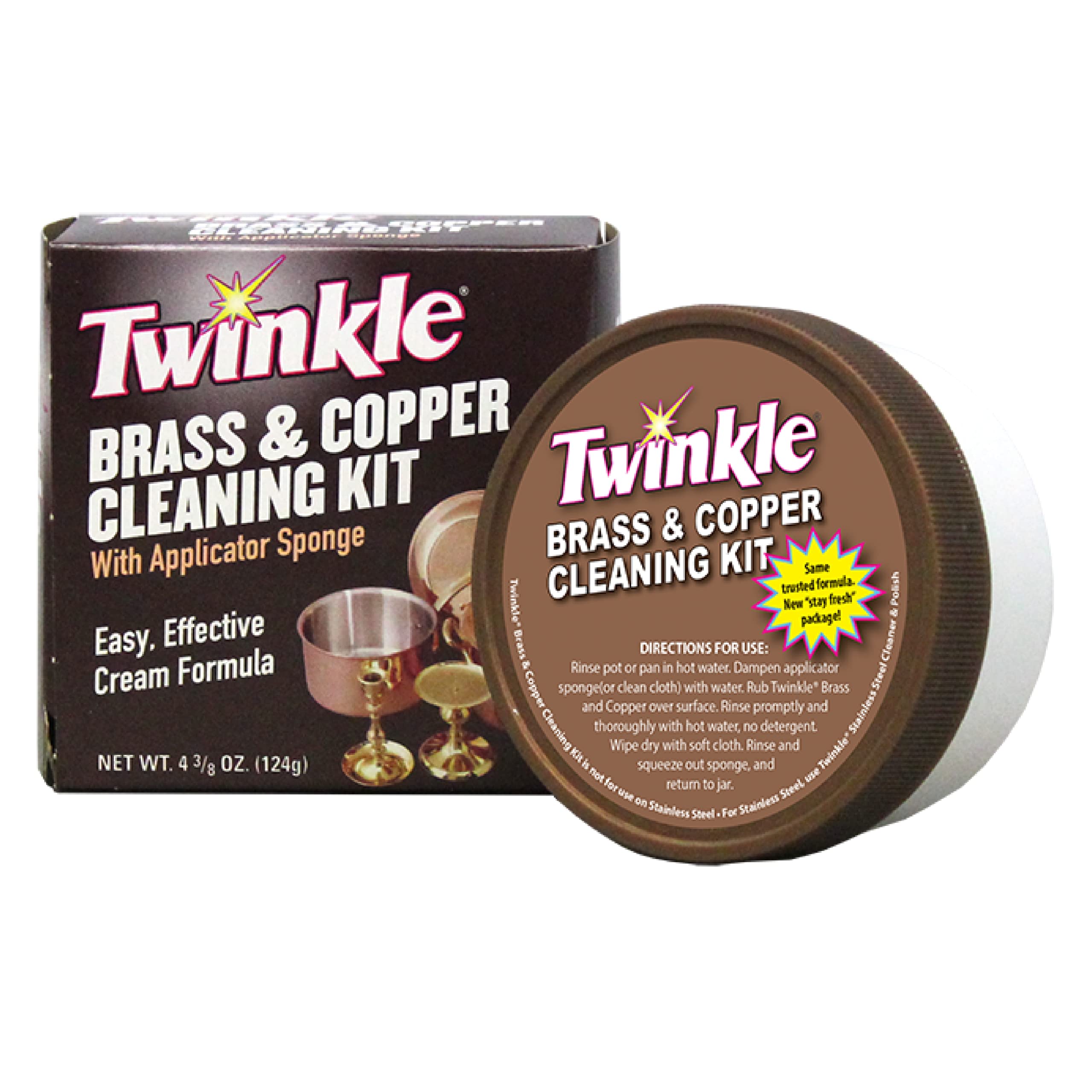 Twinkle Brass & Copper Cleaning Kit, Easy Effective Cream Formula, 4.38-Ounce (Pack of 2)